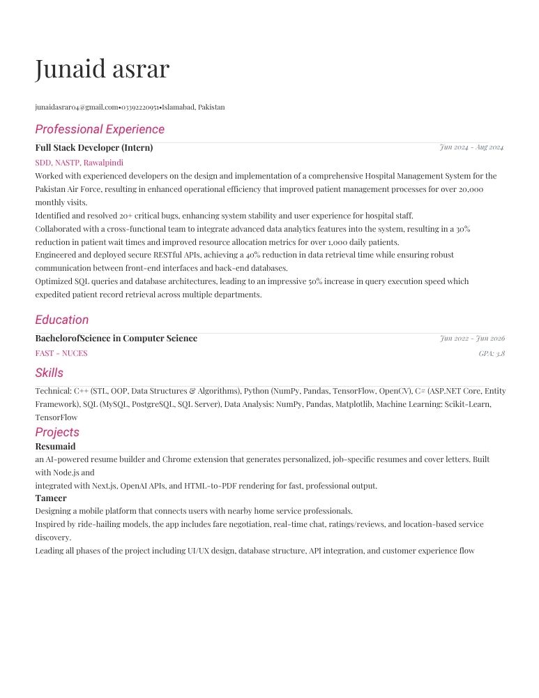 Artistic Portfolio resume template