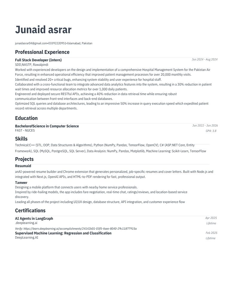 Tech Stack resume template